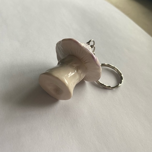 Lavender Marbled Mushroom Cottagecore Polymer Clay Keychain - Picture 3 of 3